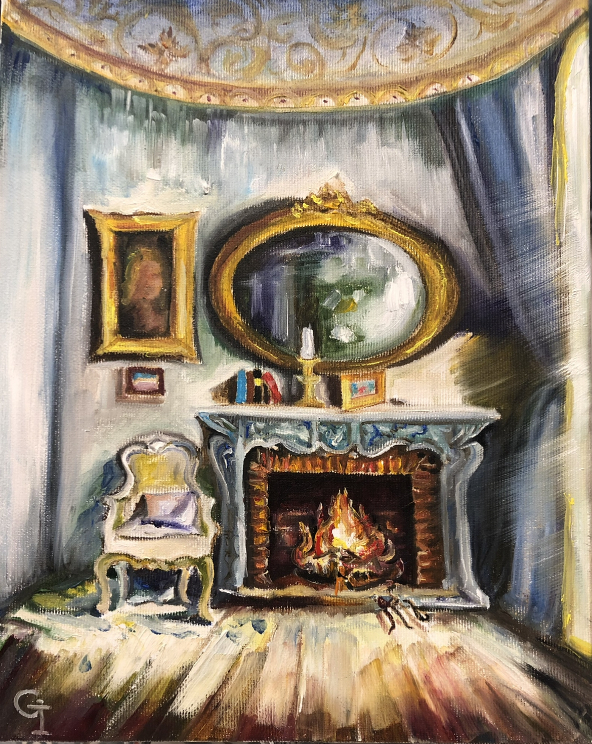 ‘Cosy room’, oil/canvas 30/20 cm
