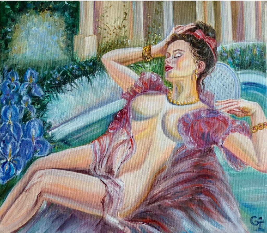 ‘Sunbathing’, oil/canvas 40/30 cm